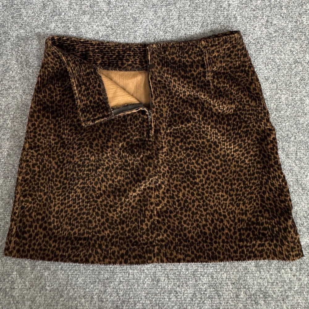 ellemenno Corduroy Mini Skirt Brown Leopard Print Vintage Y2K Indie Sleaze 7